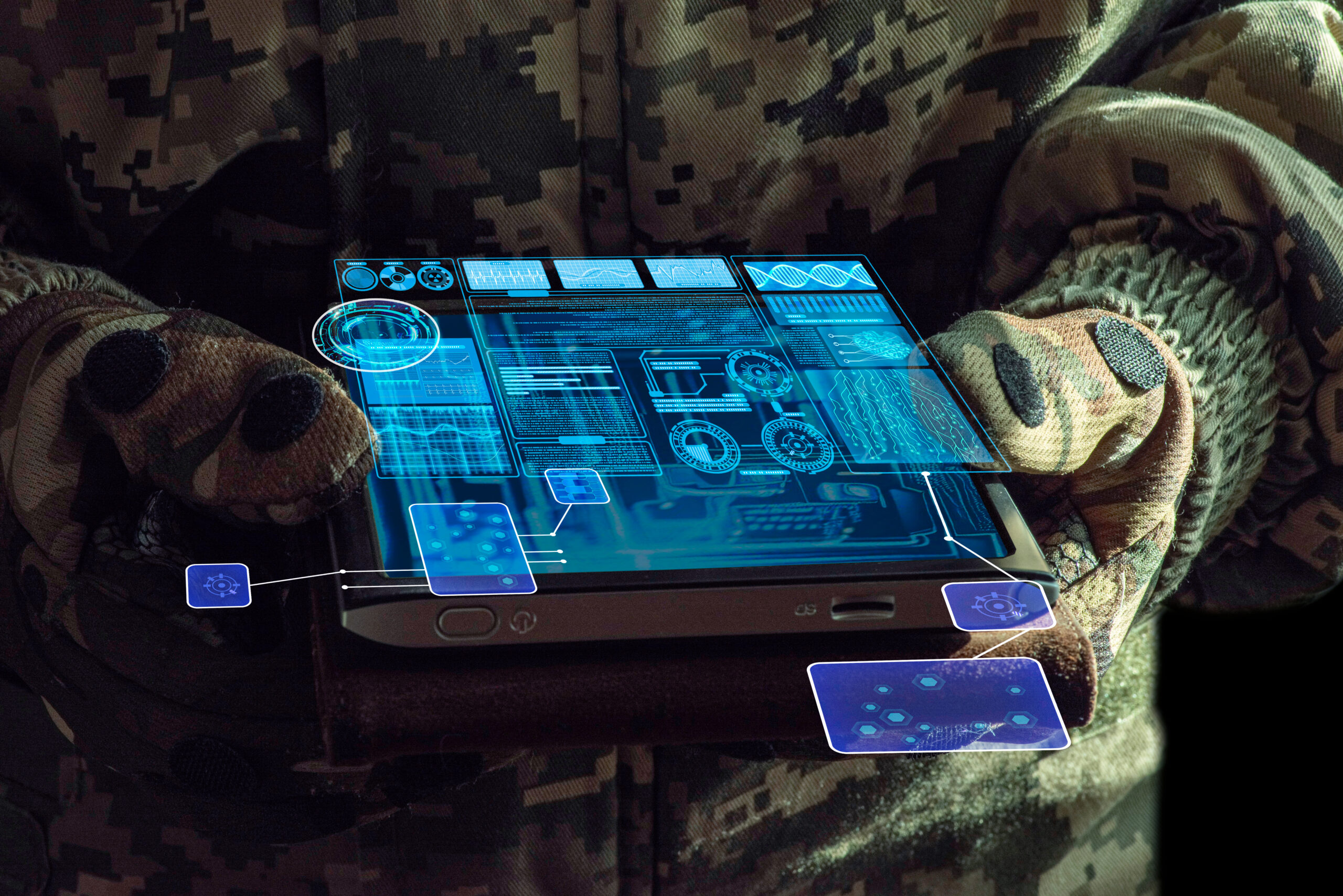 soldier hold a tablet
