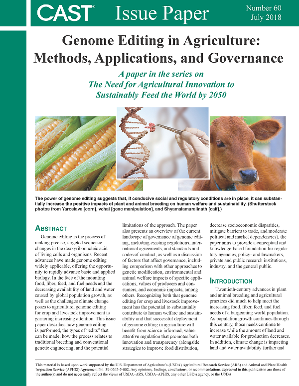 Genome Editing in Agriculture – CAST Issue Paper : Genetic Engineering and  Society Center