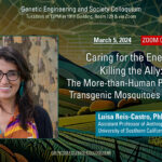 GES Colloquium - March 5, 2024, 12 PM - Zoom only Caring for the Enemy, Killing the Ally: The More-than-Human Politics of Transgenic Mosquitoes in Brazil Luísa Reis-Castro, PhD, Assistant Professor of Anthropology, University of Southern California