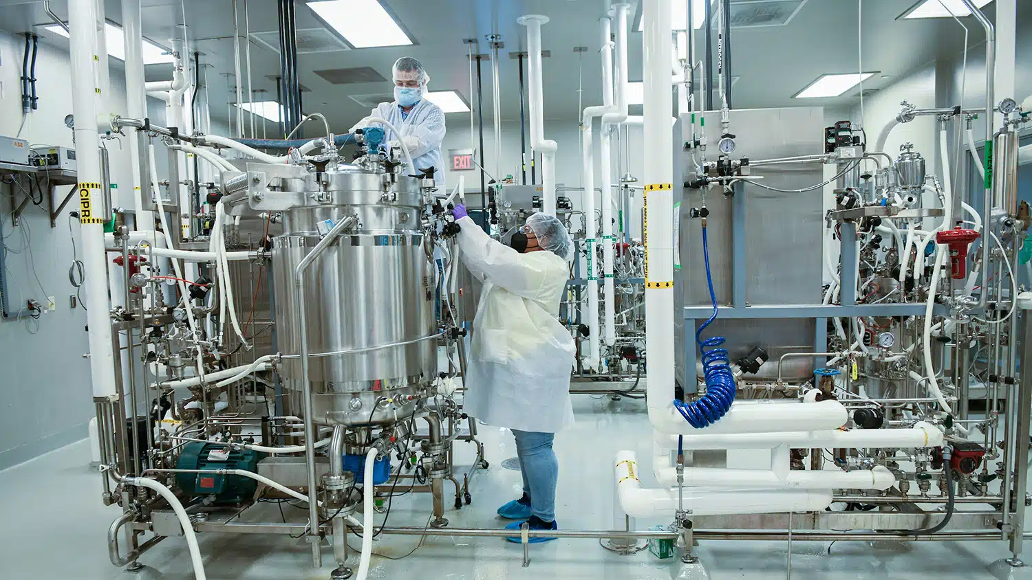employees work in the BTEC biomanufacturing facility on Centennial Campus.