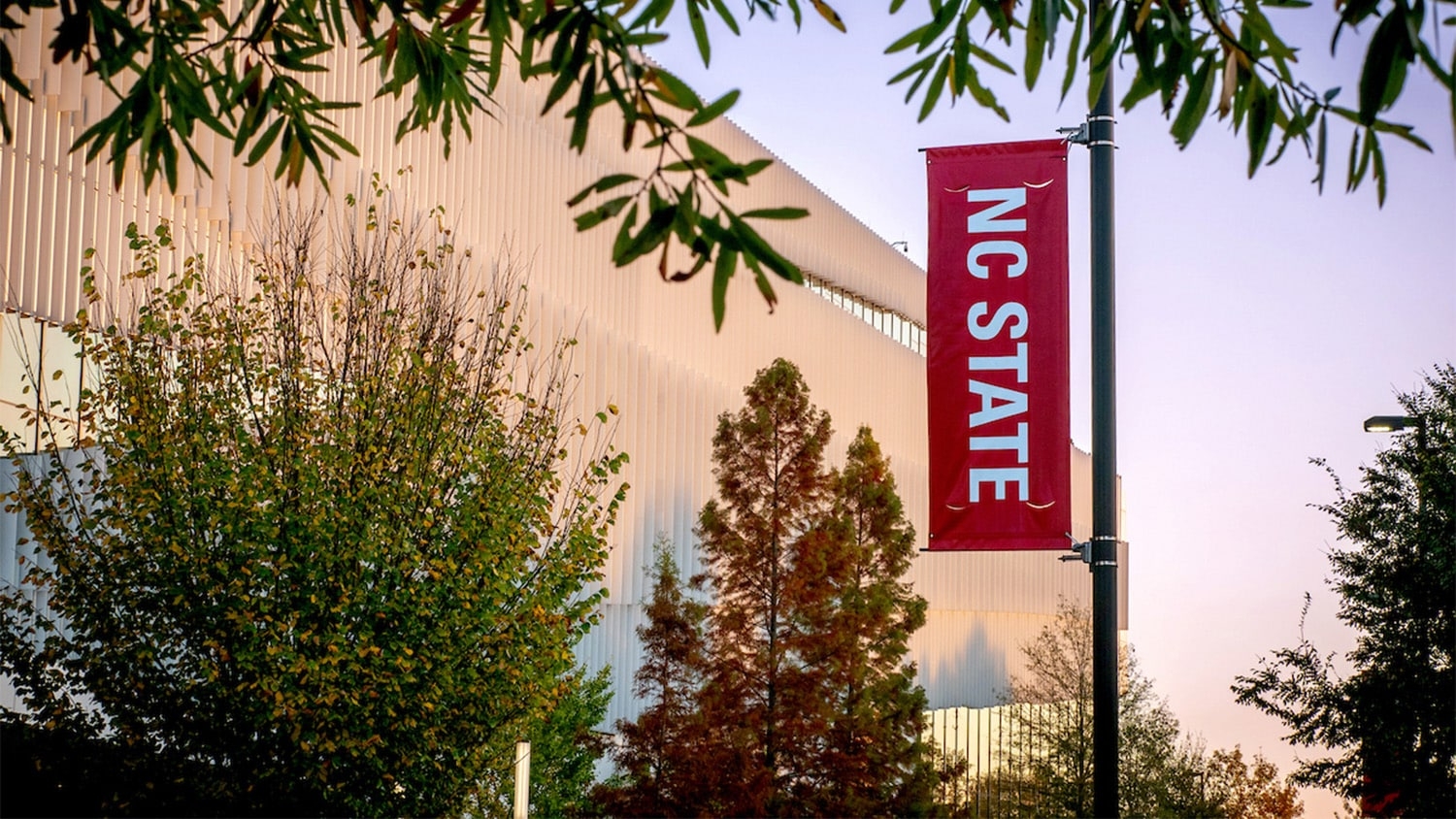 The NC State banner on Centennial Campus