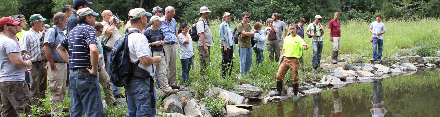 Erik Hanimandiscusses the design of the Cobbs Creek (Indian Creek) Habitat Restoration